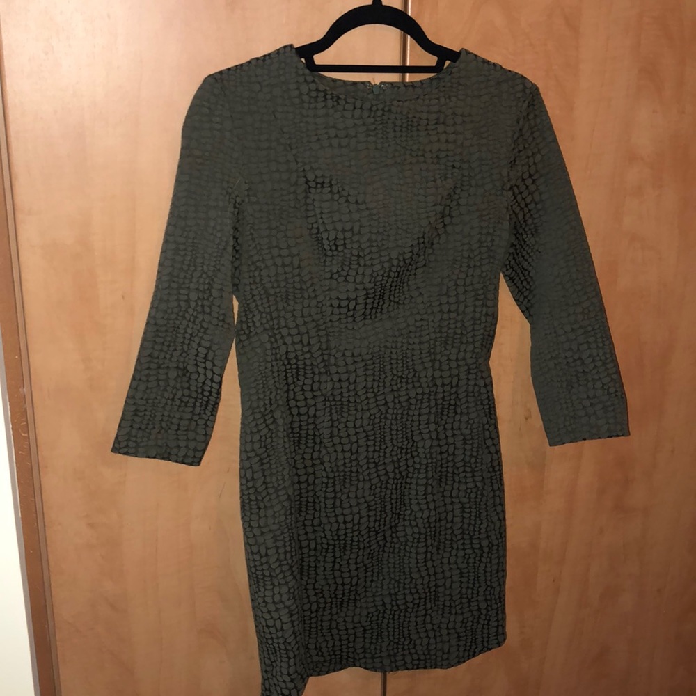 Paper Crown Jacquard Olive Work Dress